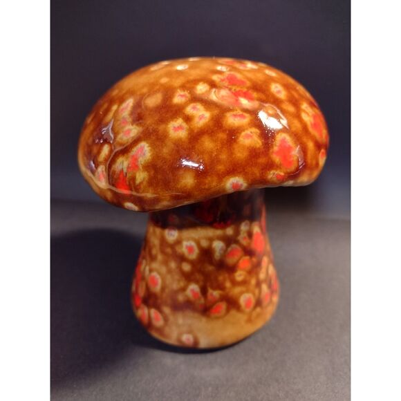 Vtg MCM Arnels Mushroom Brown Orange Drip Glaze Salt Pepper Cheese Shaker 1970s - Picture 1 of 10
